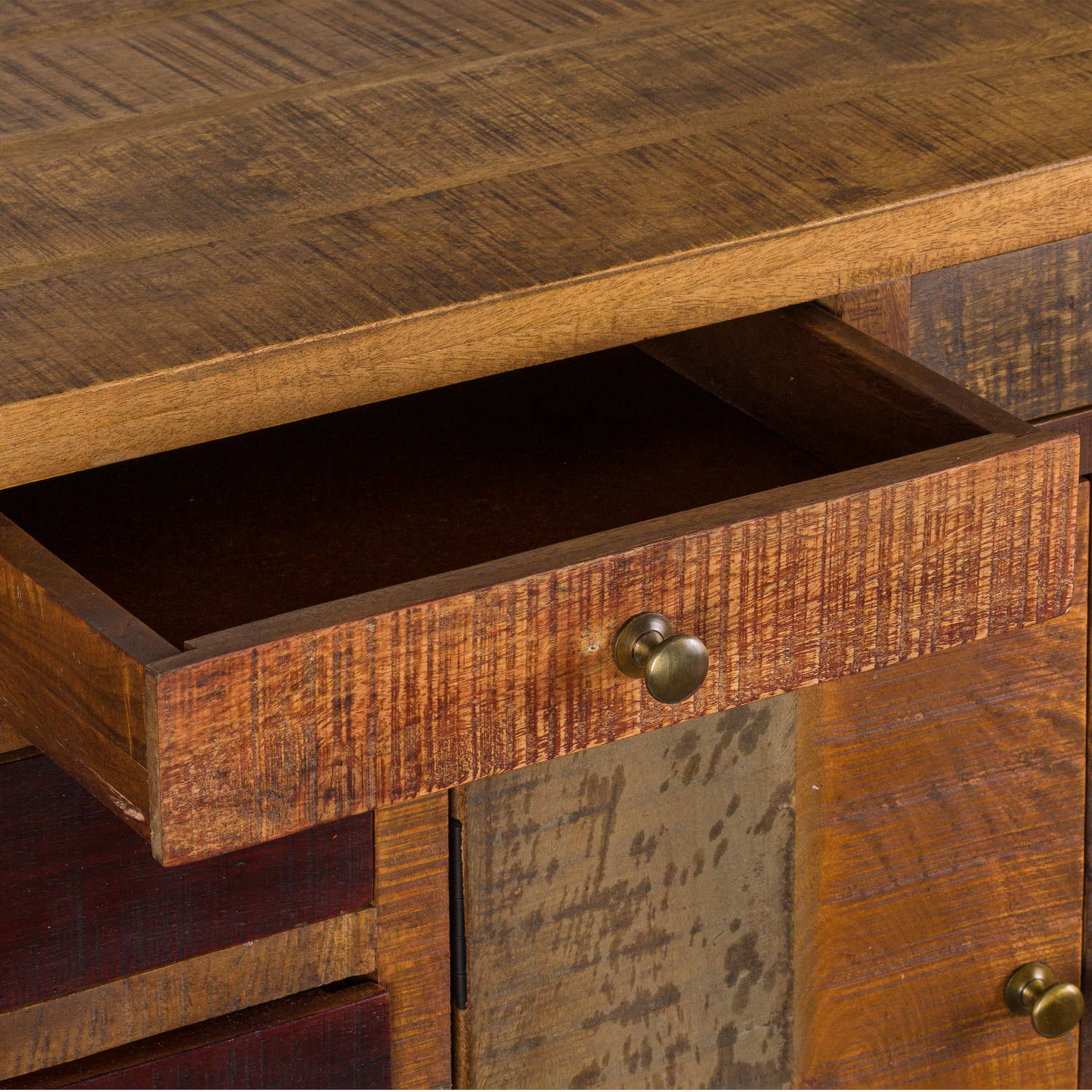 Multi Draw Reclaimed Industrial Chest With Brass Handle