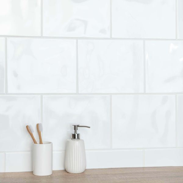 Sample - Timeless Bumpy White Gloss Tiles 250x200