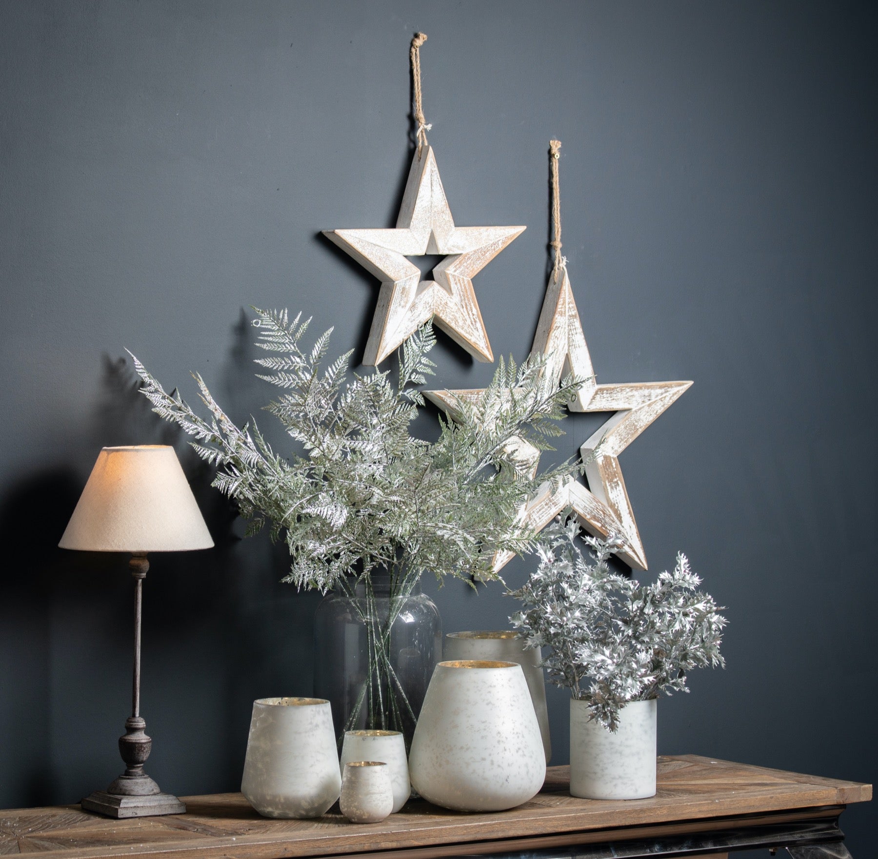 Antique White  Wooden Sparkle Star