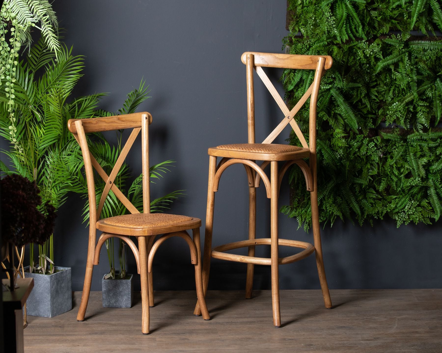 Light Oak Cross Back Bar Stool