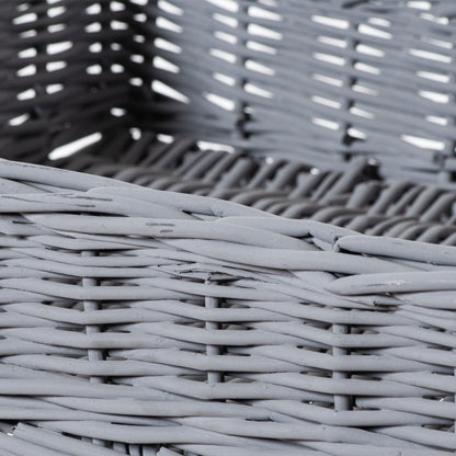 Grey  Wicker Basket Butler Tray