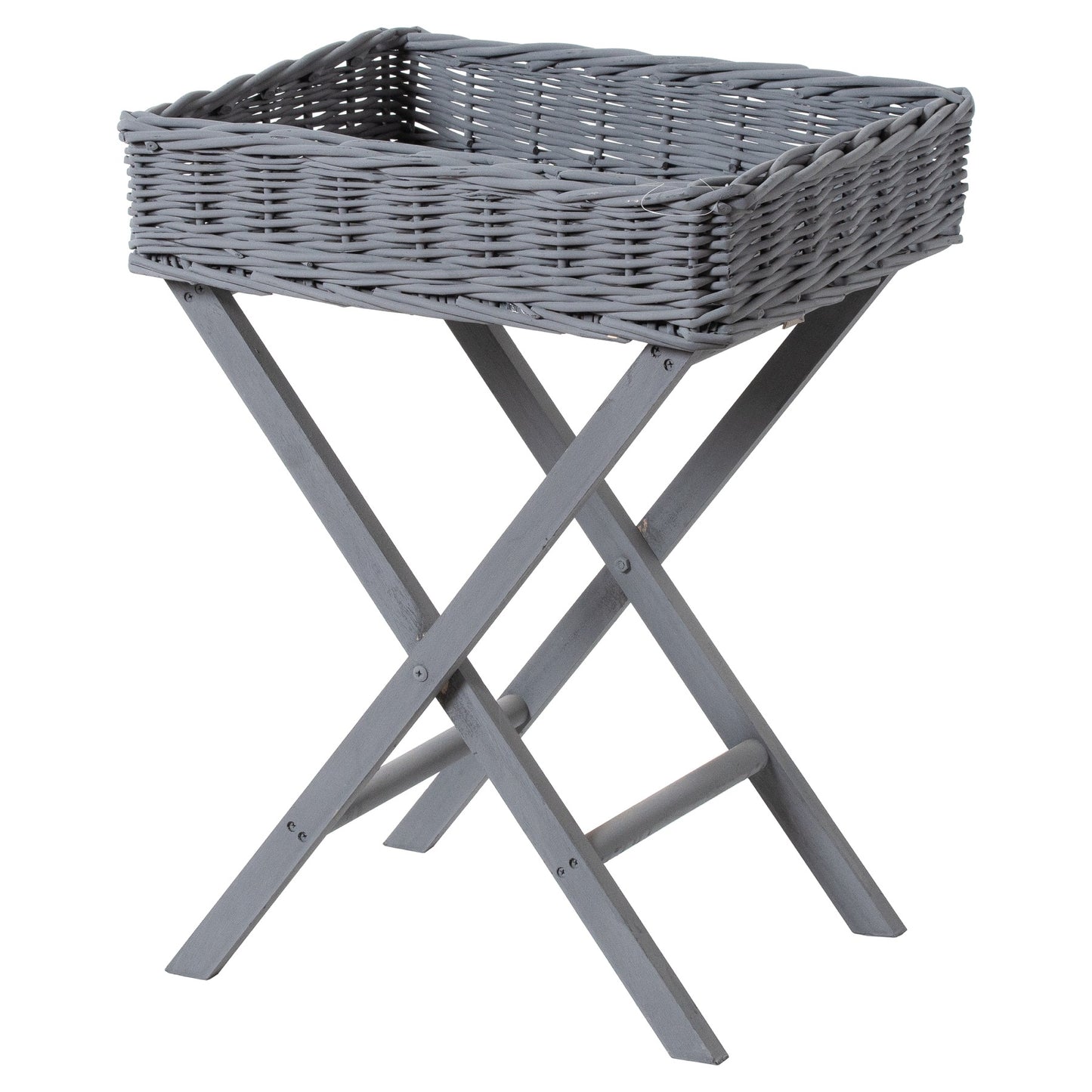 Grey  Wicker Basket Butler Tray