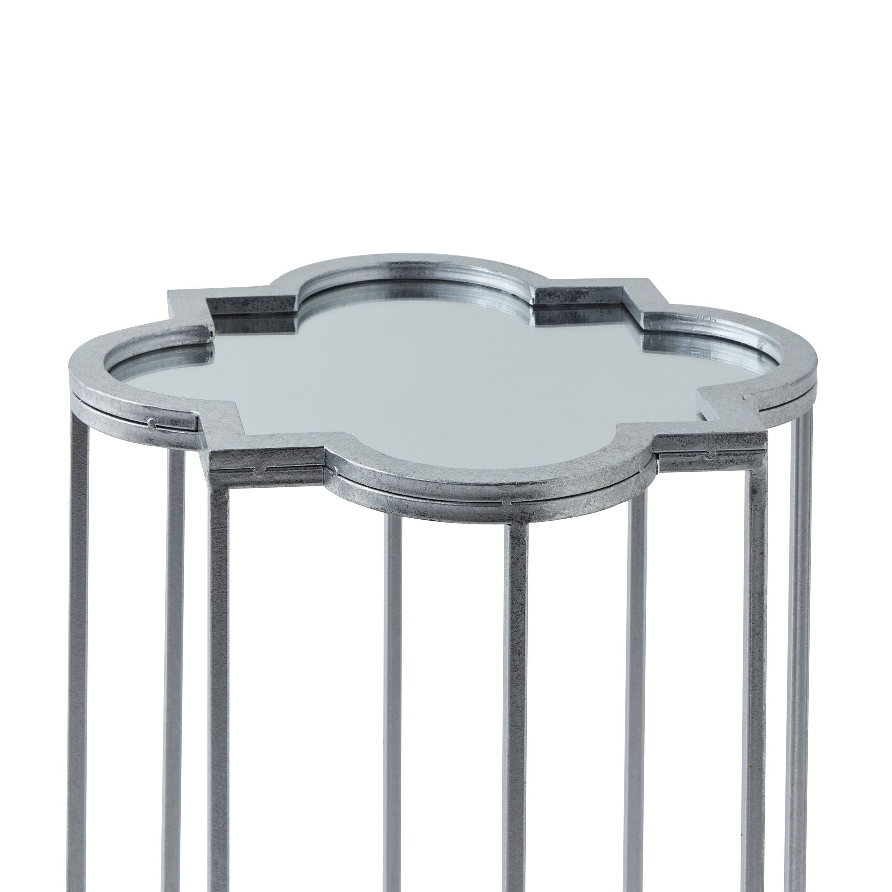 Quarter Foil Mirrored Set Of Two Side Tables