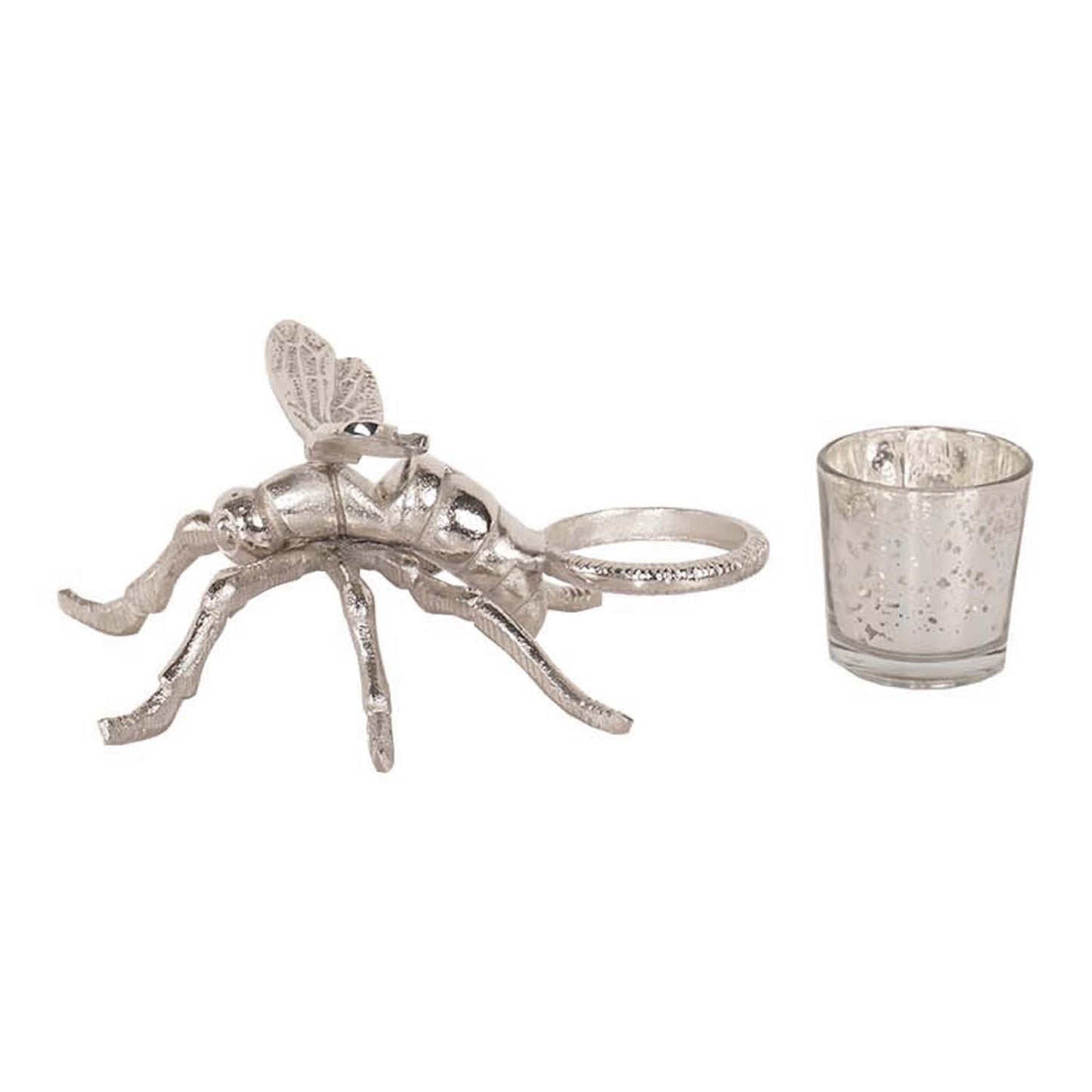 Silver Dragonfly Tealight Holder