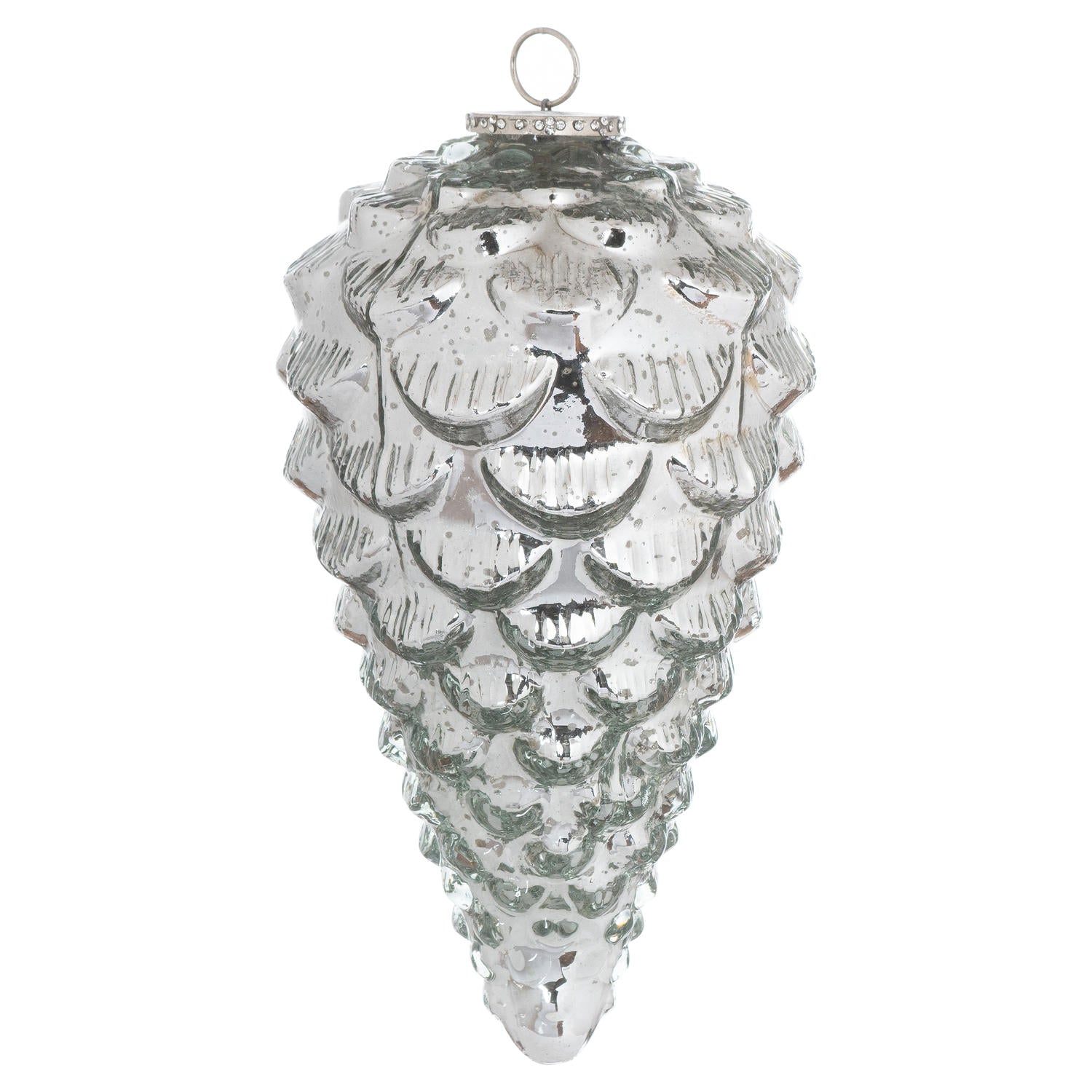 The Noel Collection Silver Teardrop Acorn XL Bauble