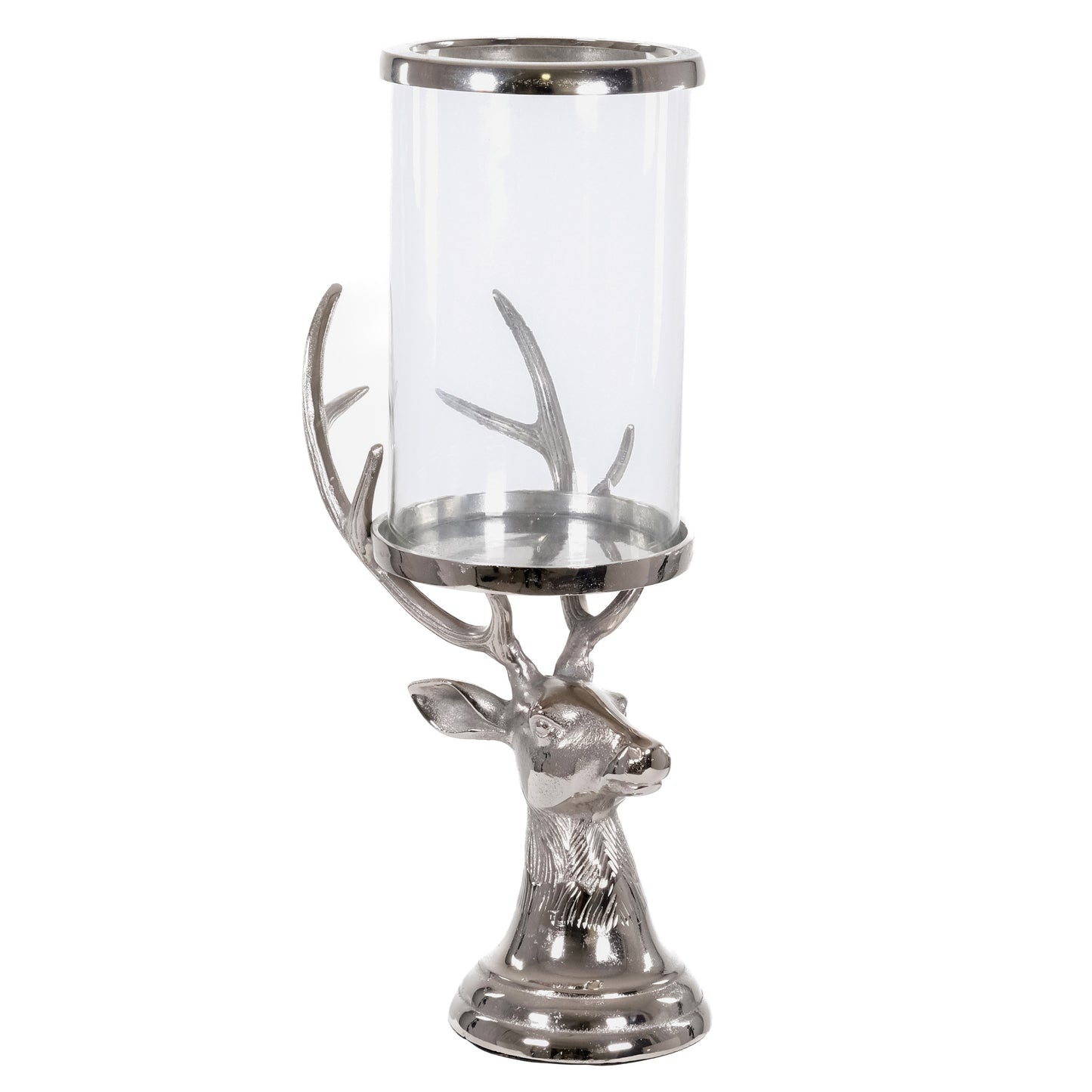 Silver Stag Candle Hurricane Lantern