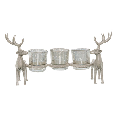 Silver Stag Triple Tealight Holders