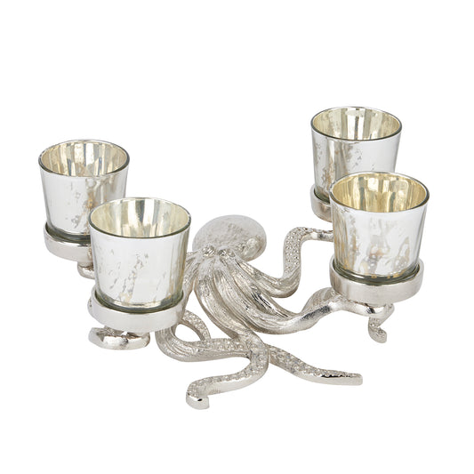 Silver Octopus Four Tealight Holder