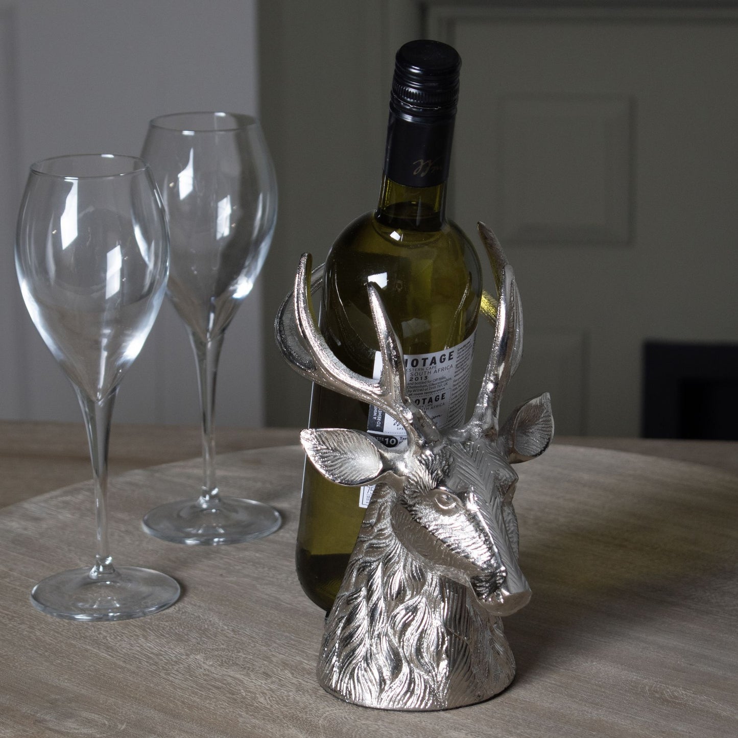 Silver Stag Wine Bottle Holder