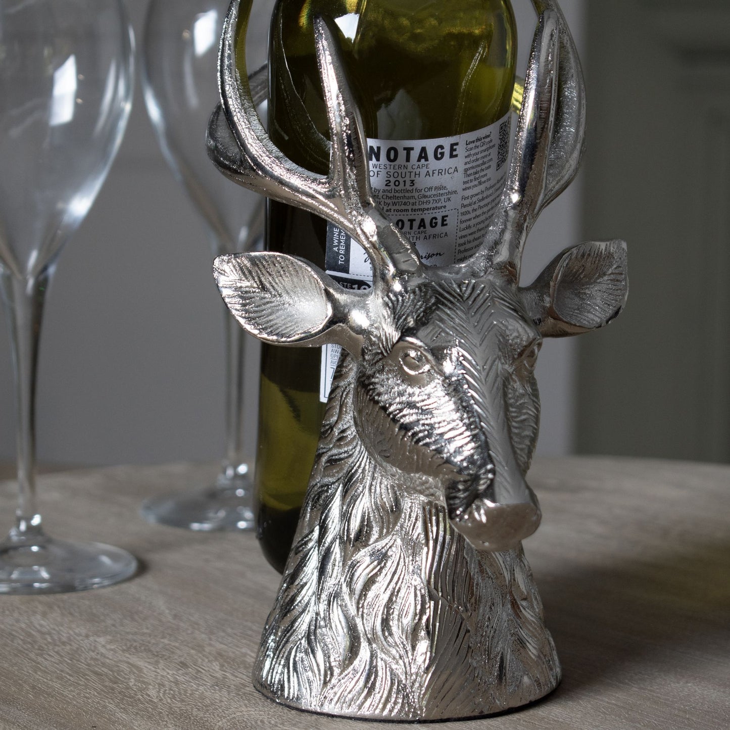 Silver Stag Wine Bottle Holder