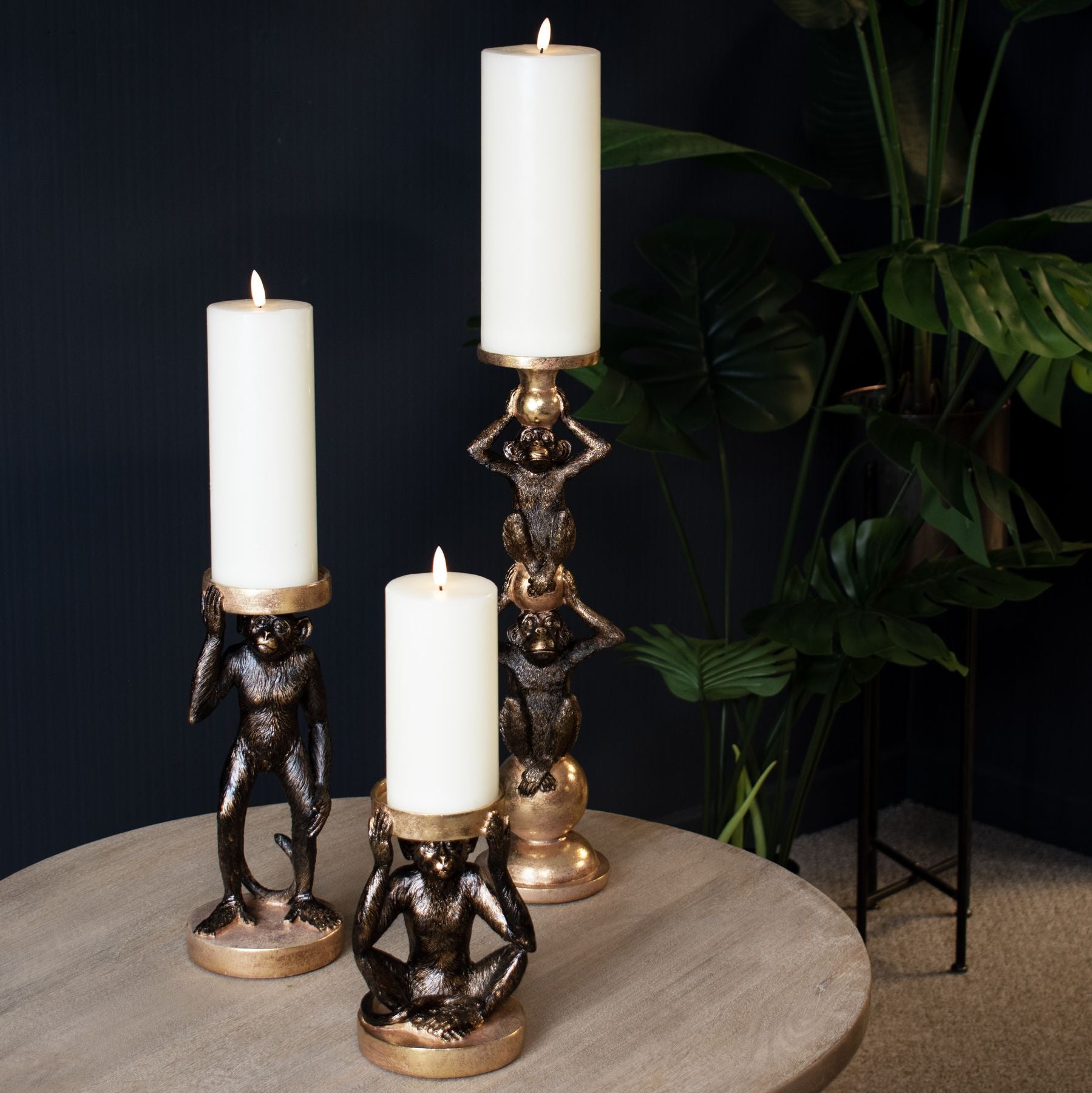 Double Monkey Candle Holder