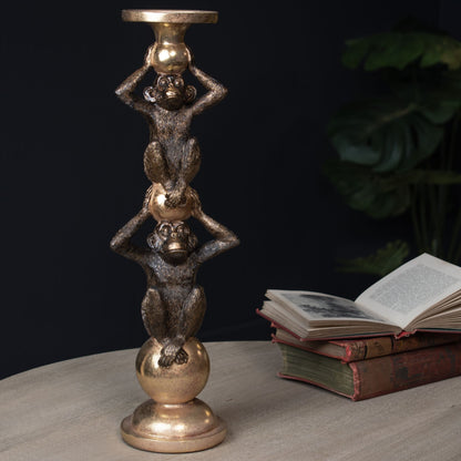 Double Monkey Candle Holder