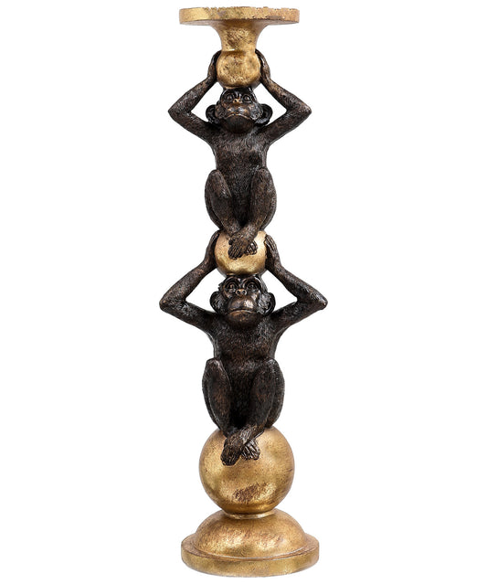 Double Monkey Candle Holder