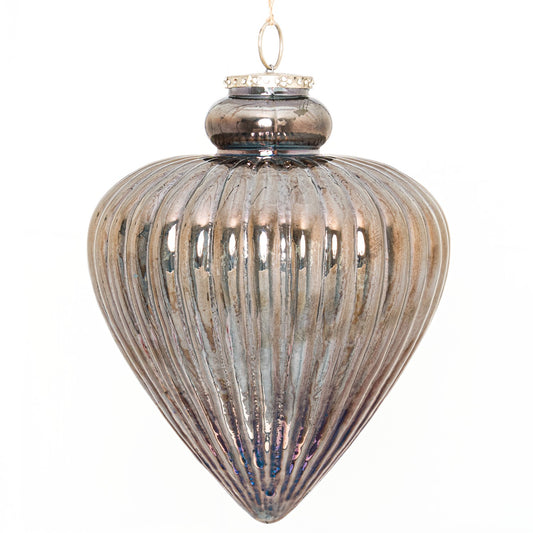 Noel Collection Smoked Midnight Large Fluted Teardrop Bauble