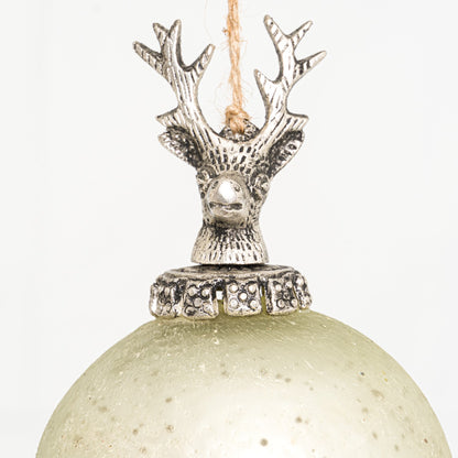 The Noel Collection Silver Stag Top Bauble