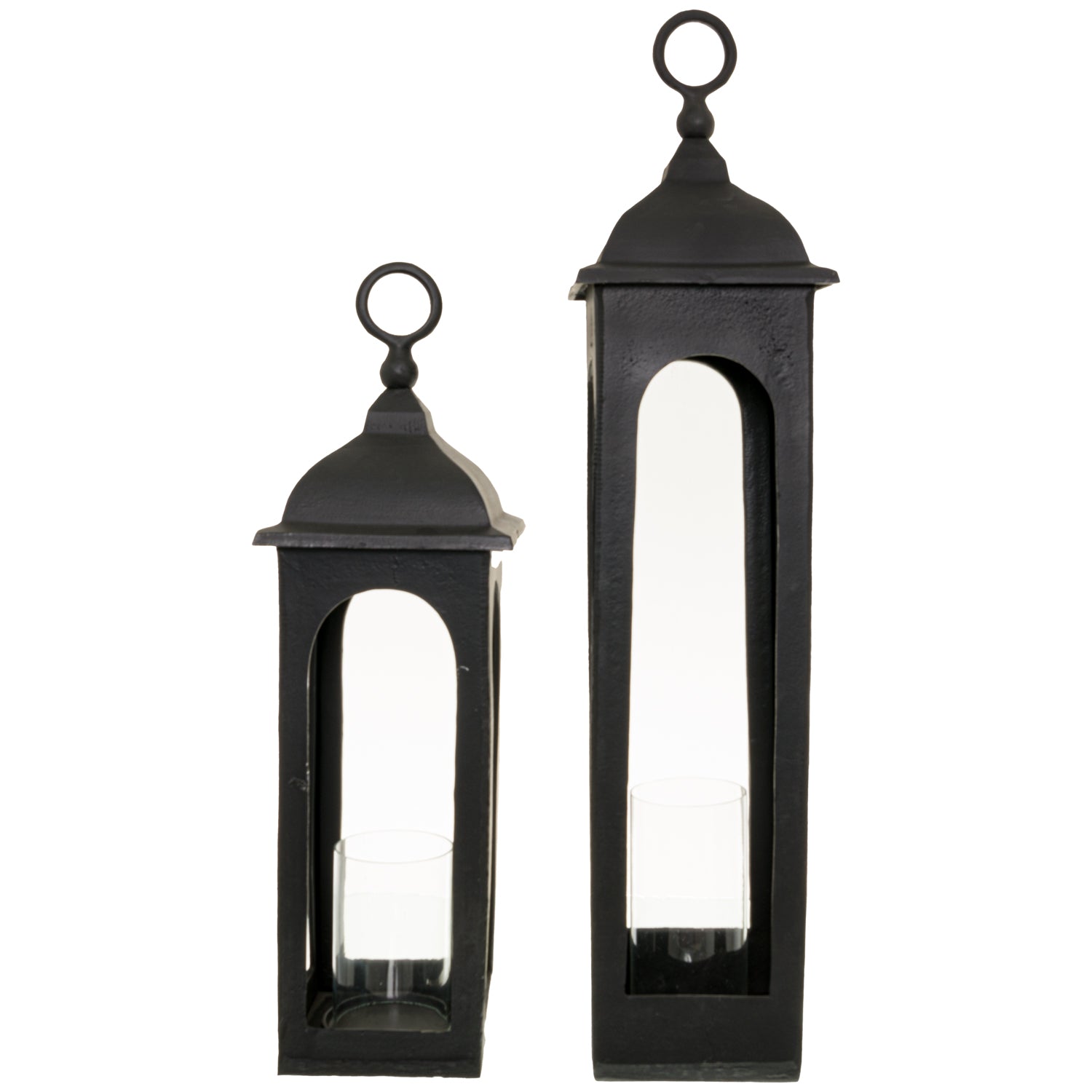 Farrah Collection Black Cast Tall Loop Top Lantern