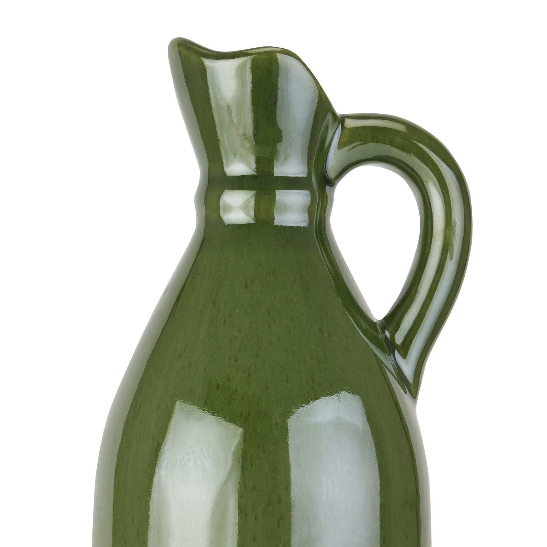 Decorative Tall Olive Stoneware Jug