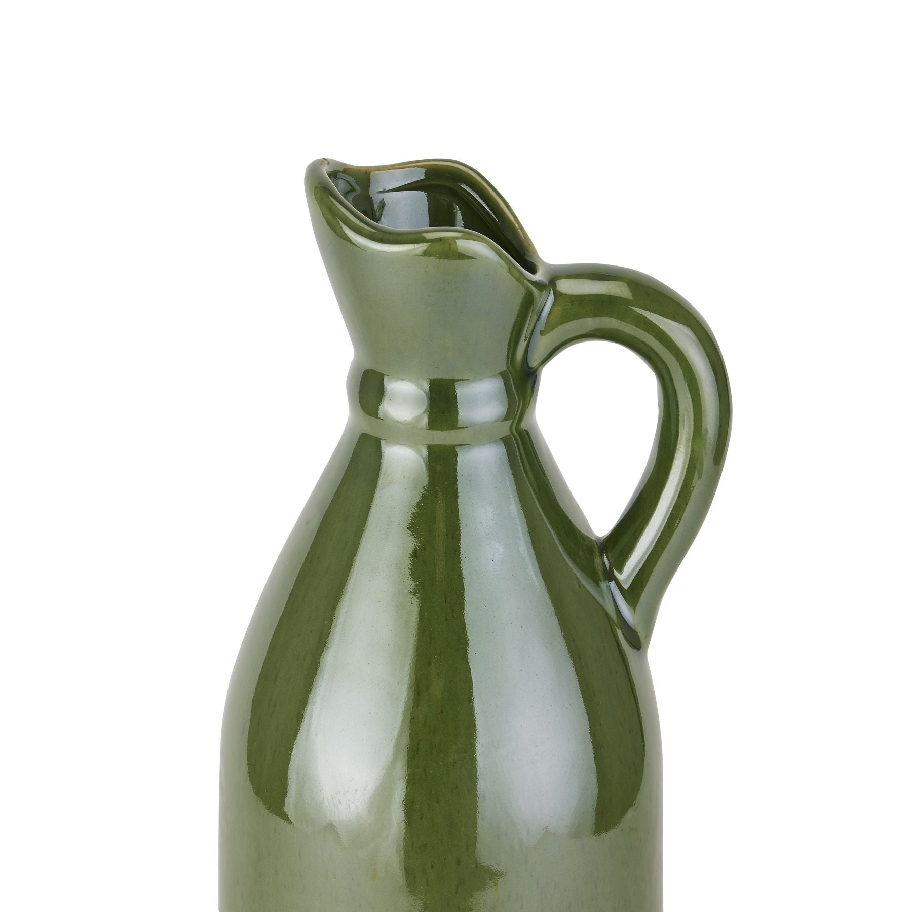 Decorative Tall Olive Stoneware Jug