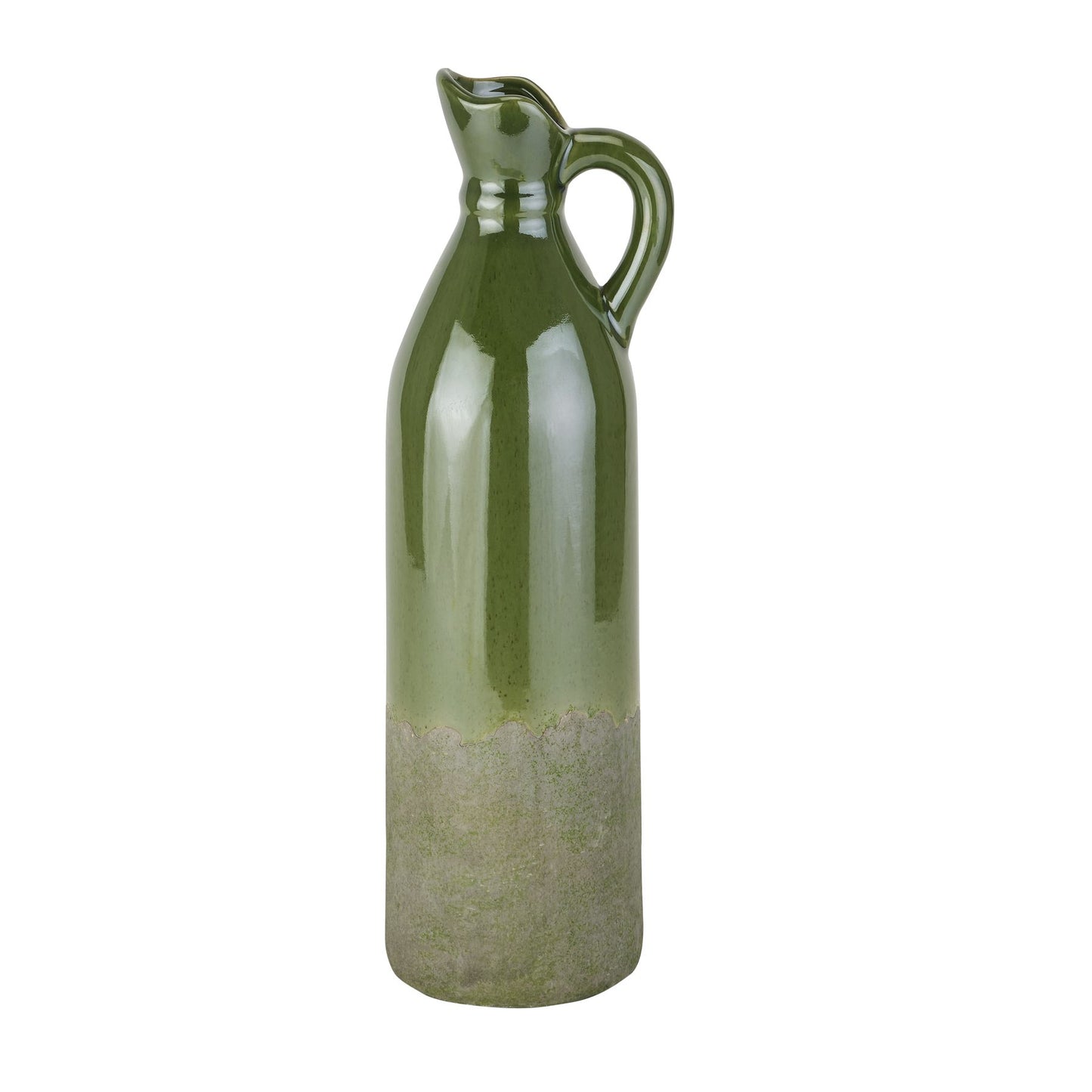 Decorative Tall Olive Stoneware Jug