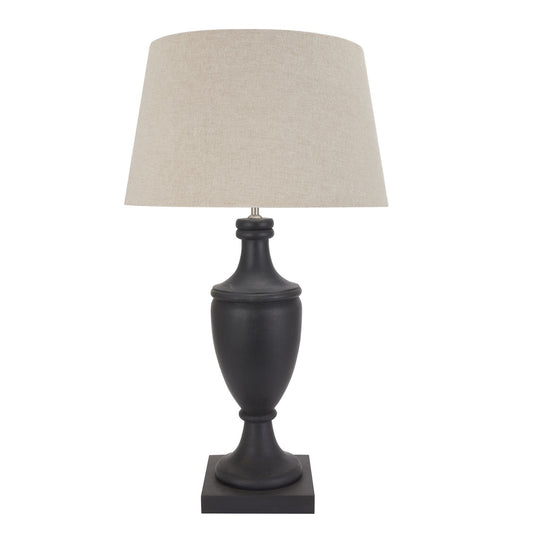 Delaney Grey Pillar Lamp With Linen Shade