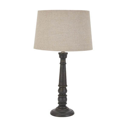 Delaney Grey Bead Candlestick Lamp With Linen Shade