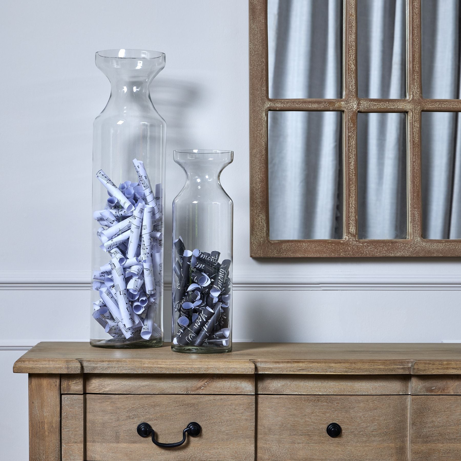 Clear Glass Tall Fluted Vase