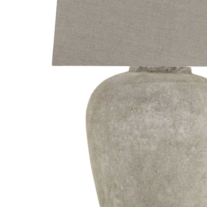 Athena Aged Stone Tall Table Lamp With Linen Shade