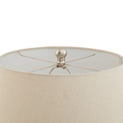 Woven Ceramic Table Lamp With Linen Shade