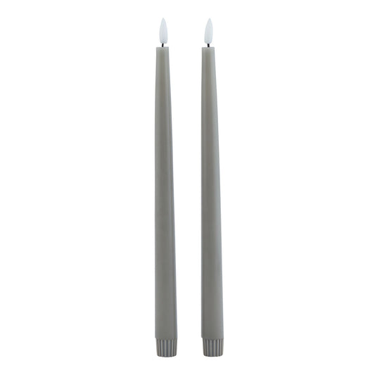 Luxe Collection S/2 Grey LED Wax Dinner Candles