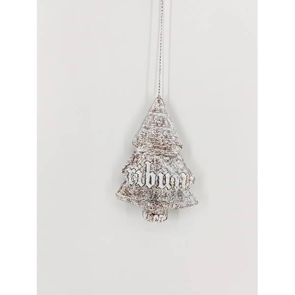 Snowy Tree Sculpted Hanging Ornament