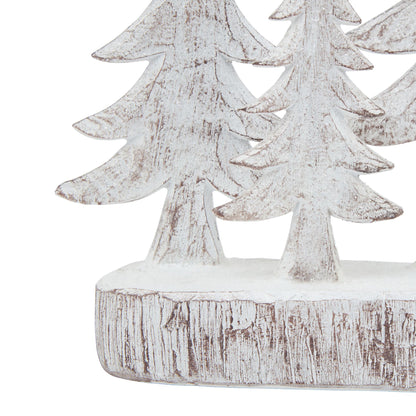 Small Three Snowy Pine Tree Sculpture