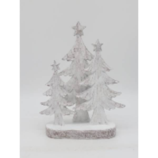 Medium Three Snowy Trees With Stars Sculpture