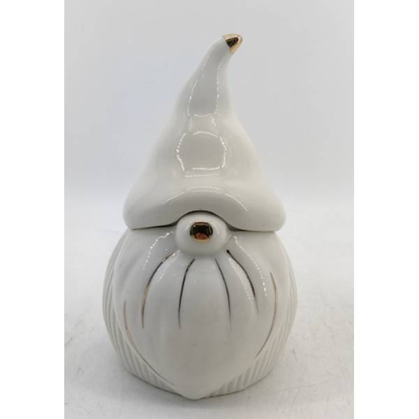 Large White Ceramic Gonk Pot With Lid