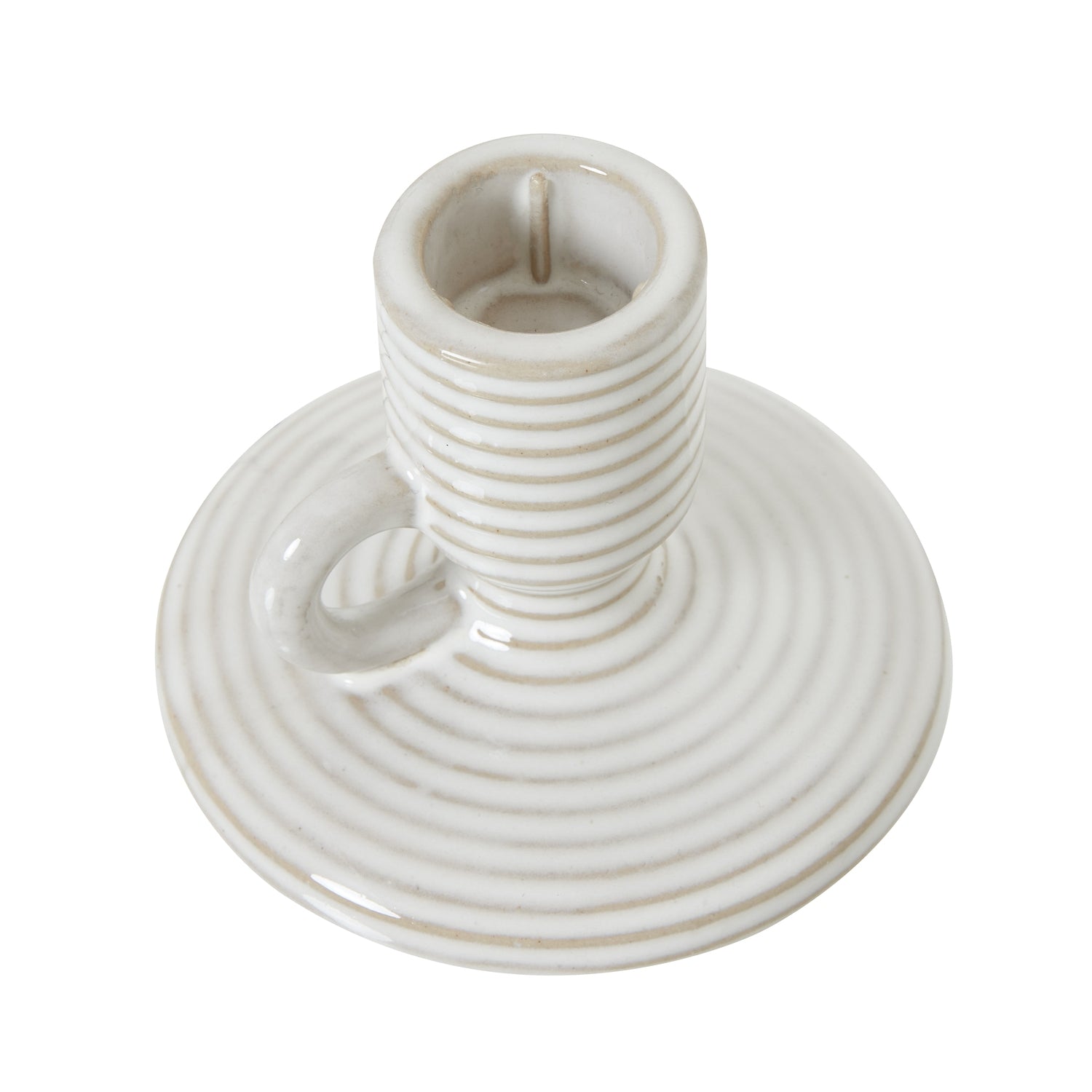 Ceramic Taper Candle Holder  With Handle