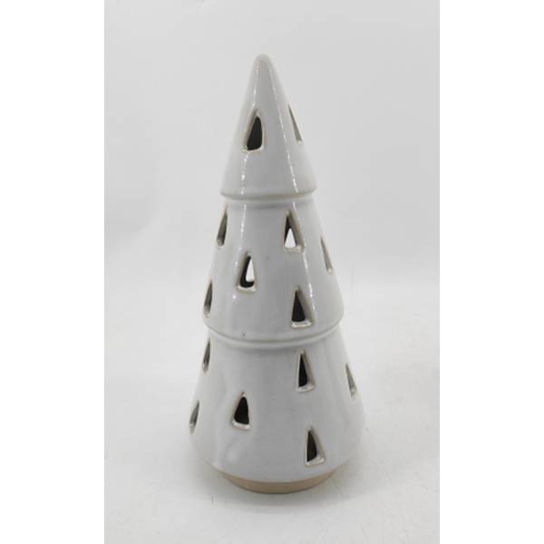 Large White Ceramic Cut-Out Tree With LED Lights