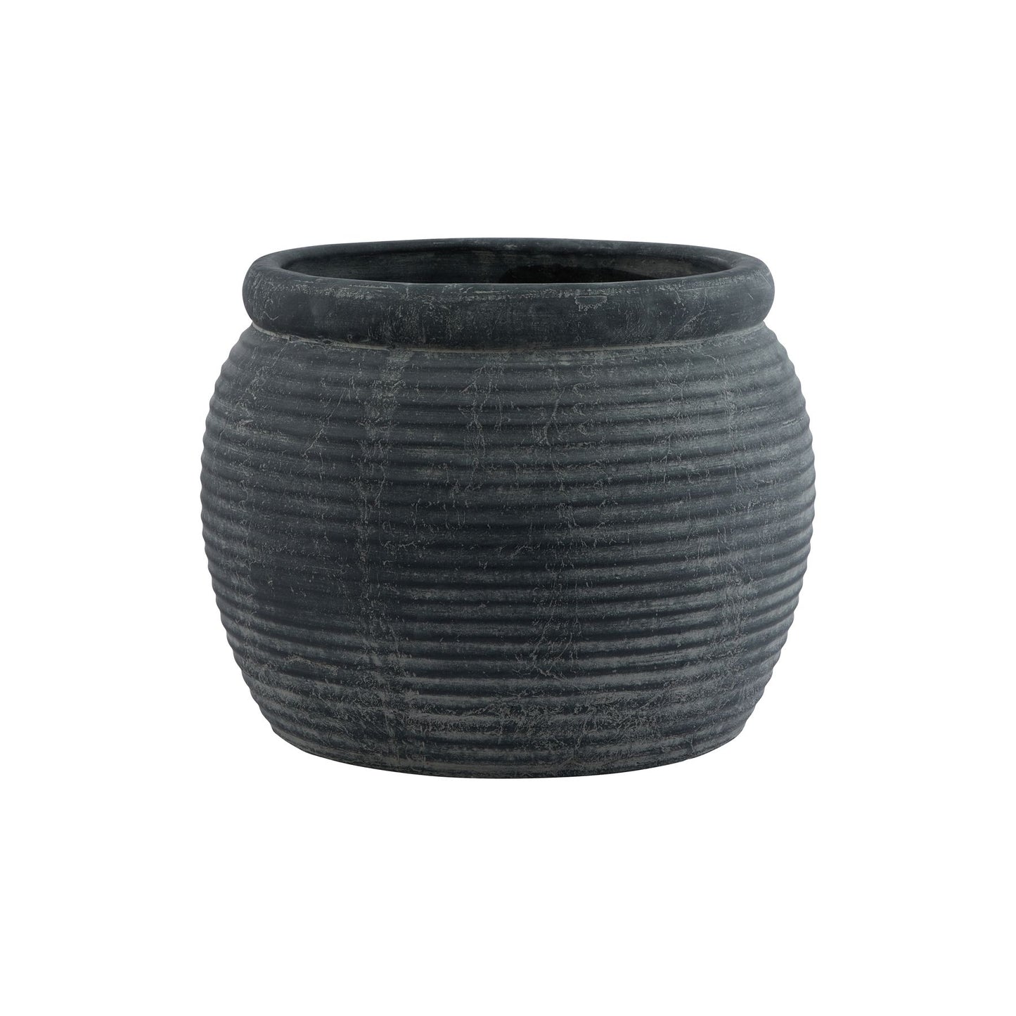 Amalfi Grey  Rimmed Large Plant Pot