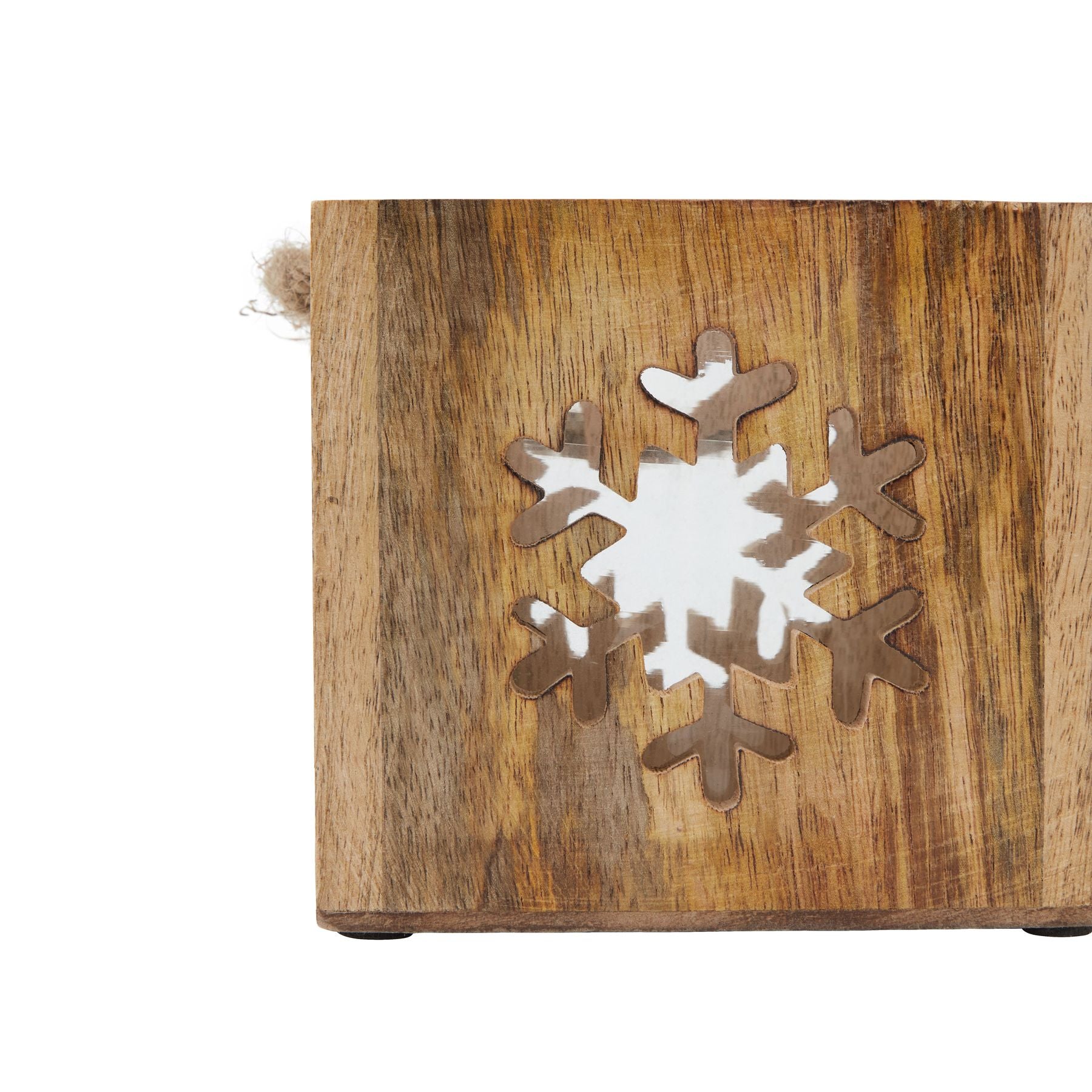 Natural Wooden Snowflake Tealight Candle Holder