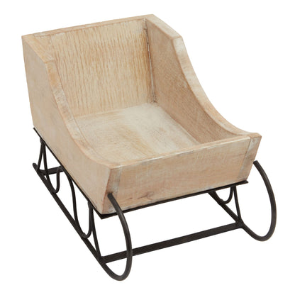 White Wash Collection Wooden Decorative Sleigh