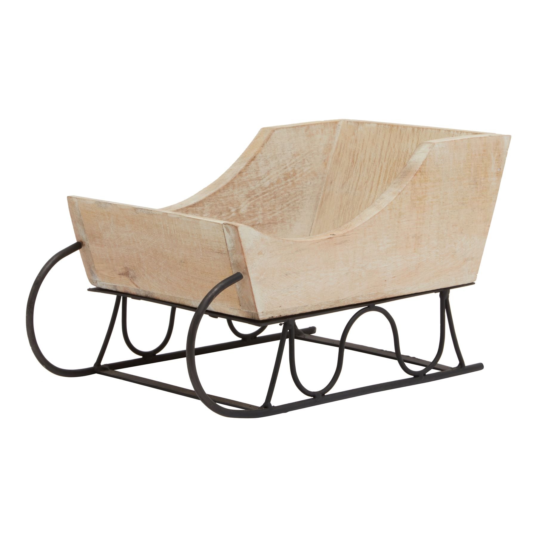 White Wash Collection Wooden Decorative Sleigh