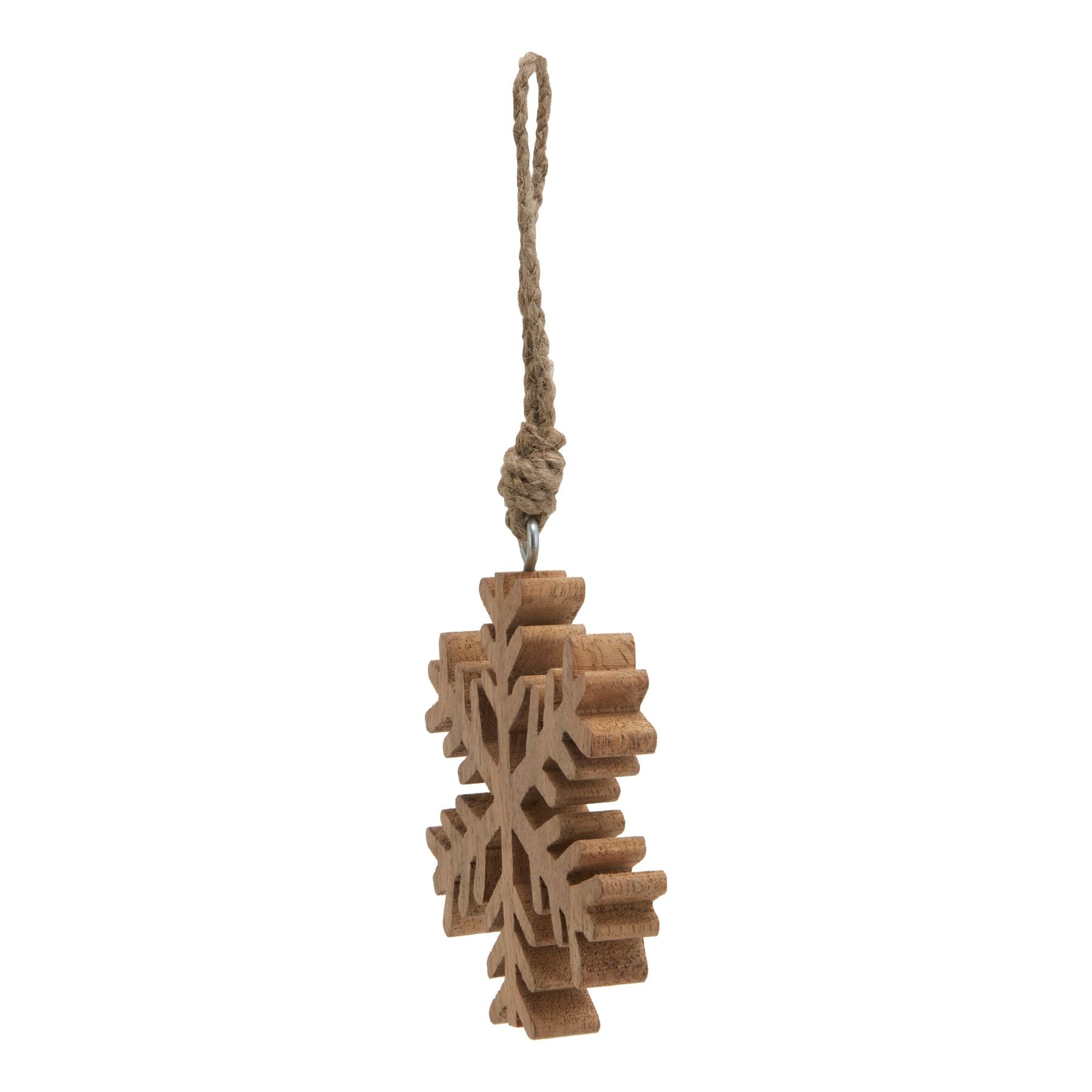 Natural Wooden Hanging Snowflake Decoration