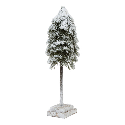 Medium Snowy Cedar Tree On Wood Block