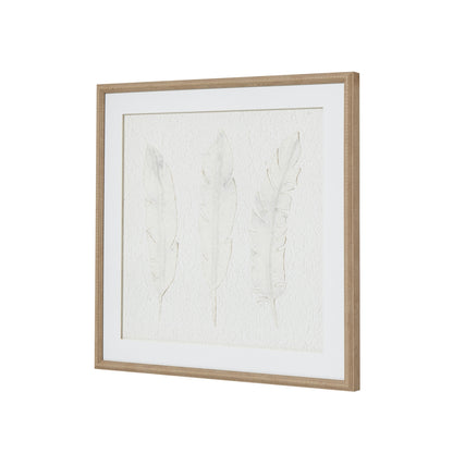 Solli White Feathers Art Mounted In Beaded Frame