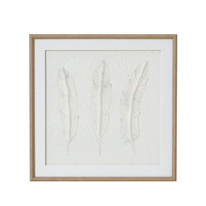 Solli White Feathers Art Mounted In Beaded Frame