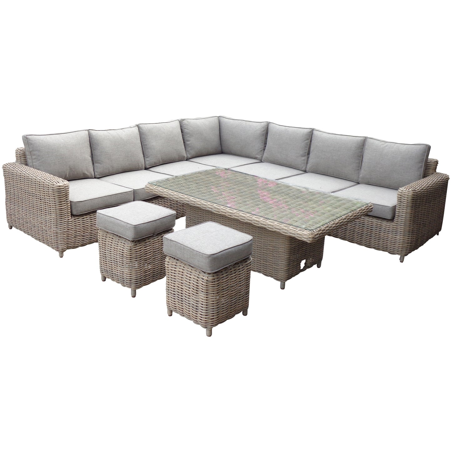 Amalfi Outdoor Large Corner Set With Riser Table + 2 Stools