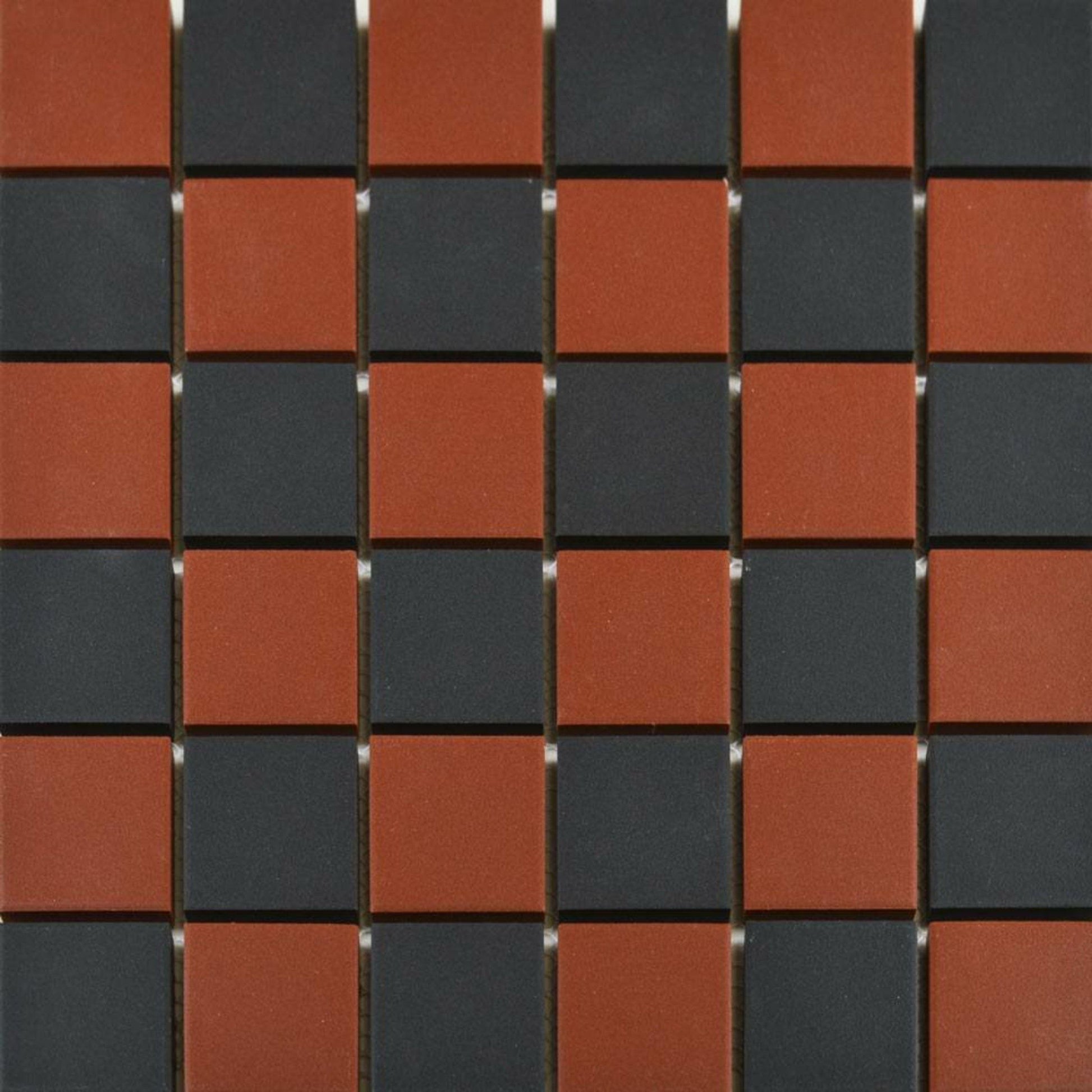 Victorian Red & Black Chequer Mosaic