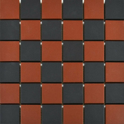 Victorian Red & Black Chequer Mosaic