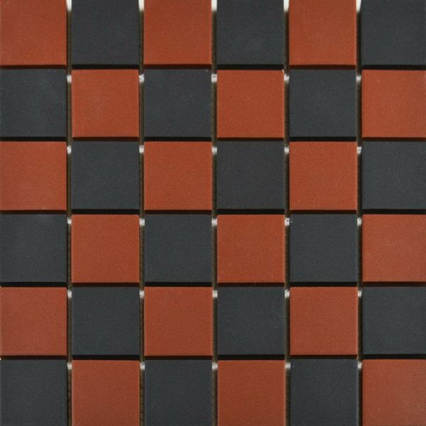 Sample - Victorian Red & Black Chequer Mosaic