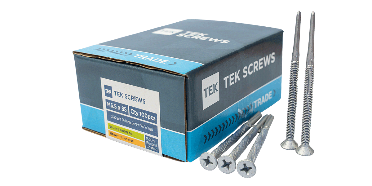 TEK CSK Self Drilling Screw W/Wings (Timber to Heavy Section Steel)