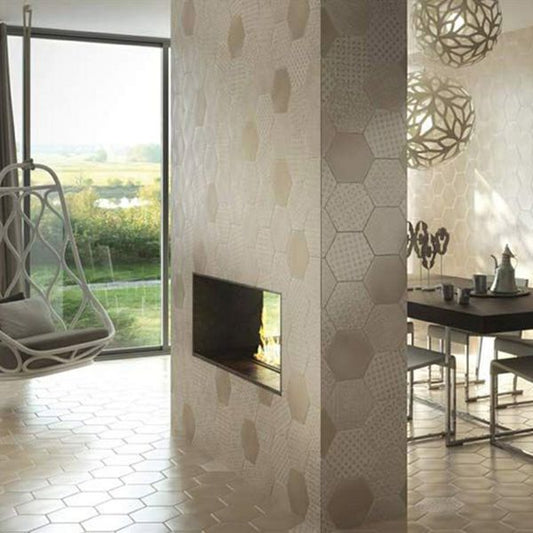 Souk Cream Patchwork Hexagon Tiles 15x15cm
