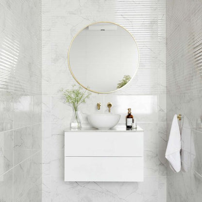 Sample Riva White Gloss Marble Effect Decor Wall Tile 600x300